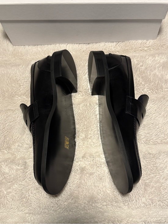 JW Anderson Black Embossed Logo Leather Penny Loafers